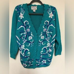 Vintage Floral Cardigan Knit Button Cardigan Womens s